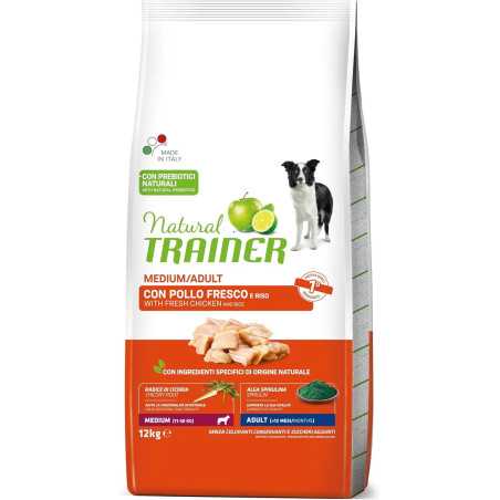 Natural Trainer Medium12Kg Cibo per Cani Adulti con Pollo