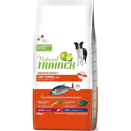 Natural Trainer Medium 12Kg Cibo per Cani Adulti con Tonno