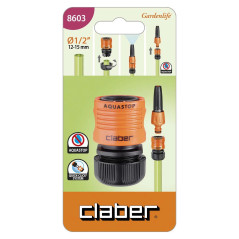 Claber Raccordo Automatico con Aquastop per Tubi da 1/2" cod. 8603