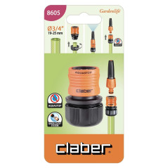 Claber Raccordo Automatico con Aquastop per Tubi da 3/4" cod. 8605