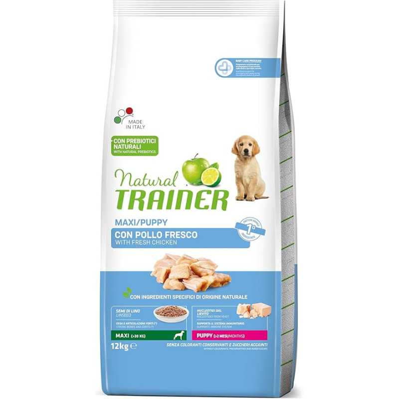 Natural Trainer Maxi Cibo per Cani Puppy&Junior 12Kg con Pollo Natural Trainer Maxi Cibo per Cani Puppy&Junior 12Kg con Pollo