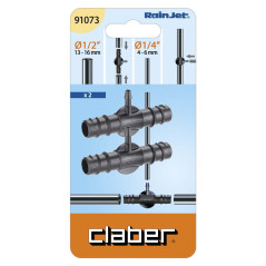 Claber Raccordo per Tubo da 1/2" - 1/4" cod. 91073 Blister da 2 pezzi