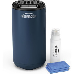Thermacell Repellente Antizanzare Mini Halo per Esterno, Include una Ricarica da 12 ore + 3 Piastrine, Blu Navy