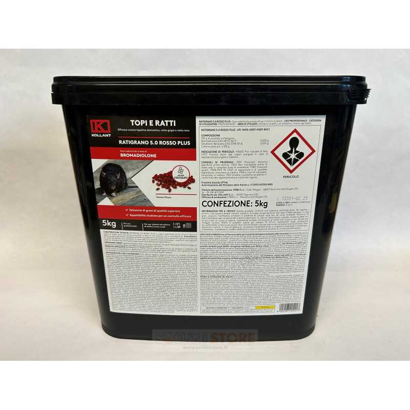 KOLLANT RATIGRANO 5KG Aroma Cioccolato Veleno Esca Topicida per Topi e Ratti