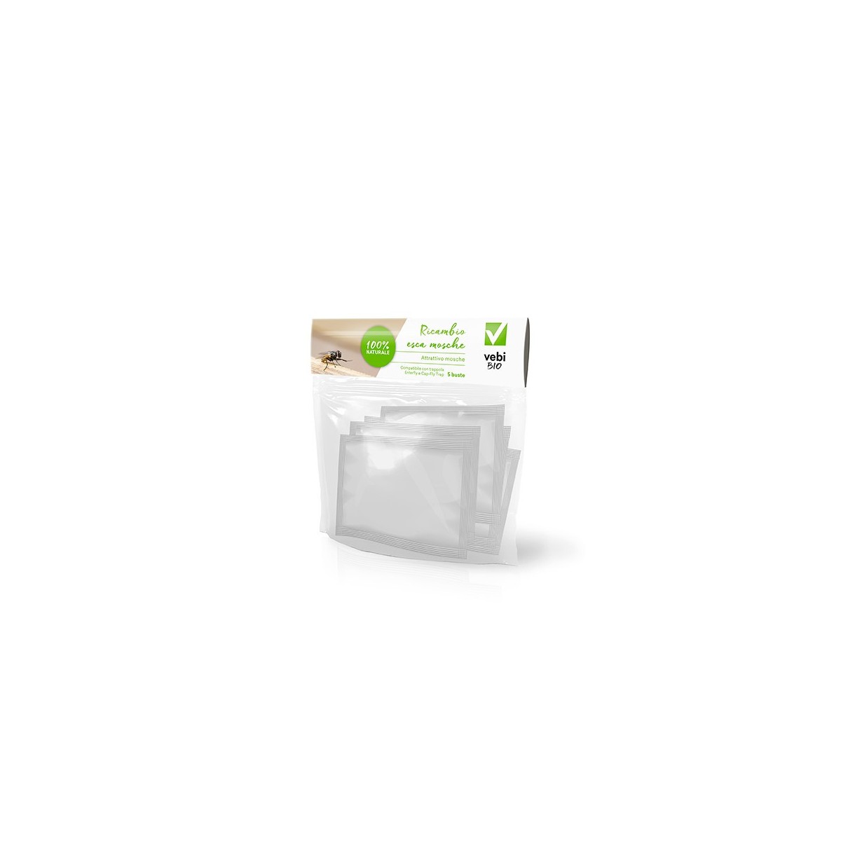 Ricarica per Trappola Cattura Mosche Refill-Fly confezione 5 Buste VEBI