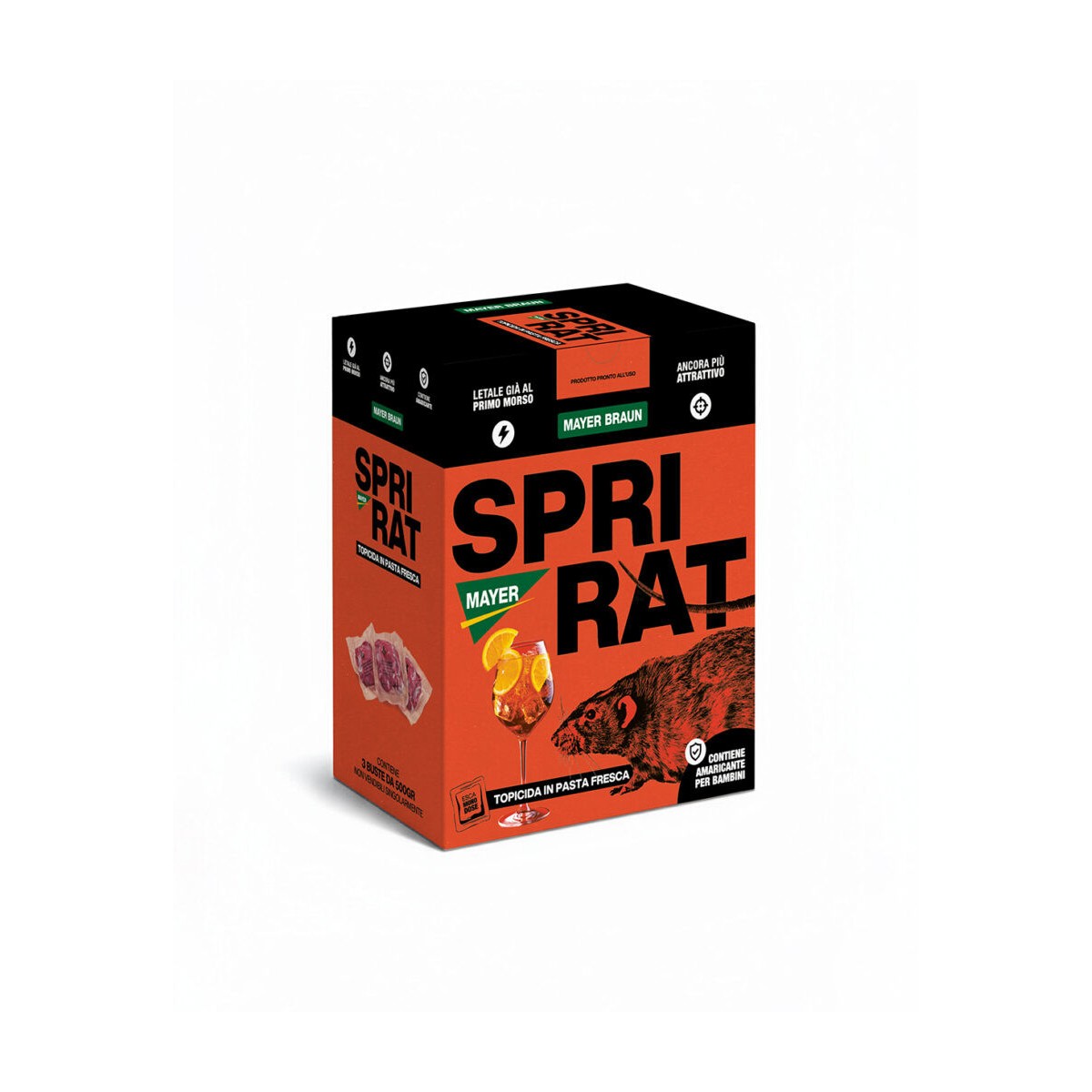 SPRIRAT 1.5Kg (3X500GR) Apericida allo Spritz Veleno Esca Topicida per Topi e Ratti MAYER BRAUN SPRIRAT 1.5Kg (3X500GR) Apericida allo Spritz Veleno Esca Topicida per Topi e Ratti MAYER BRAUN