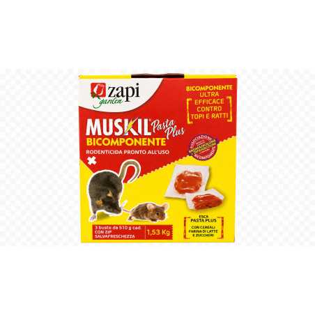 Muskil Pasta 1.5KG (3x500GR) Veleno Esca Topicida per Topi e Ratti