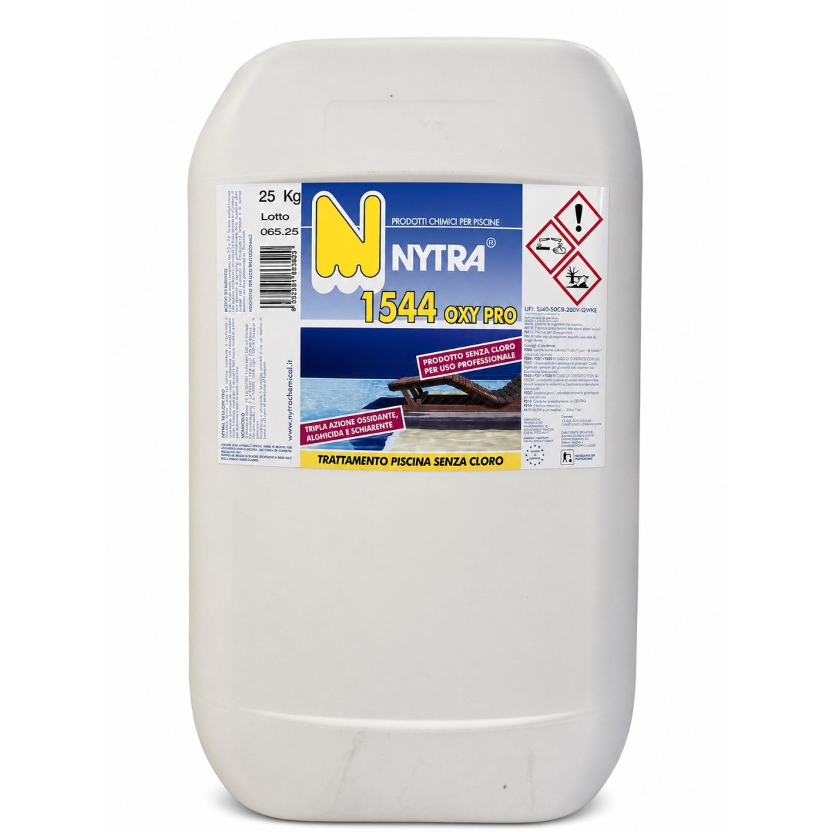OXY PRO Tripla Azione Ossidante, Alghicida e Schiarente 25KG Liquido Nytra OXY PRO Tripla Azione Ossidante, Alghicida e Schiarente 25KG Liquido Nytra