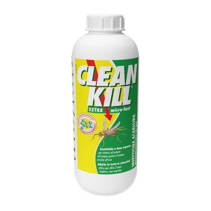 CleanKill Natural Spray Insetticida AcaricidaExtra Micro Fast No Gas a Base Acquosa 1000ML Ricarica