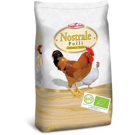 Mangime completo per Polli da Ingrasso Pulcin Pollo BIO 20Kg Raggio di Sole Farina